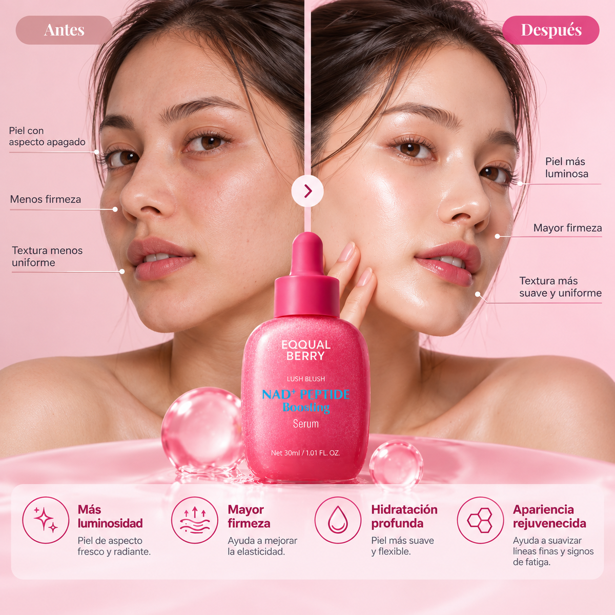Sérum Facial Coreano Reafirmante e Iluminador NAD+ Peptide – EQQUAL BERRY