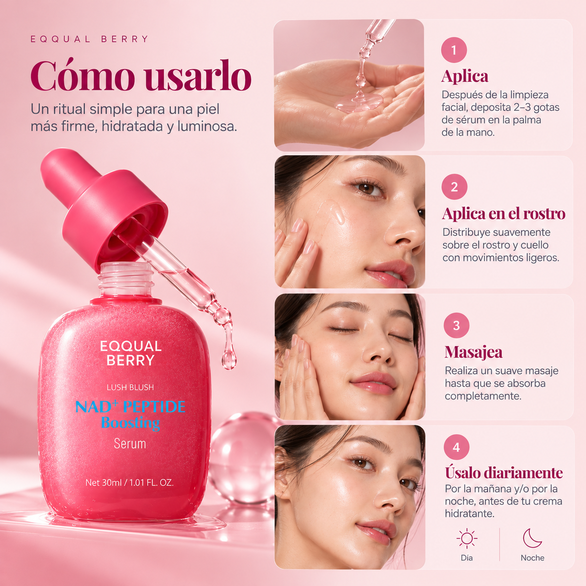 Sérum Facial Coreano Reafirmante e Iluminador NAD+ Peptide – EQQUAL BERRY